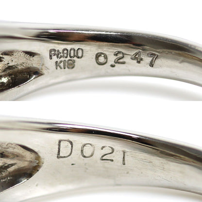 Pt900プラチナ K18YG イエローゴールド リング・指輪 ダイヤモンド0.247ct/0.21ct 12号 8.8g レディース【中古】【美品】