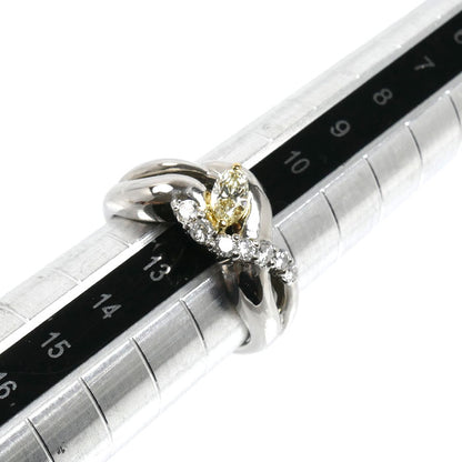 Pt900プラチナ K18YG イエローゴールド リング・指輪 ダイヤモンド0.247ct/0.21ct 12号 8.8g レディース【中古】【美品】