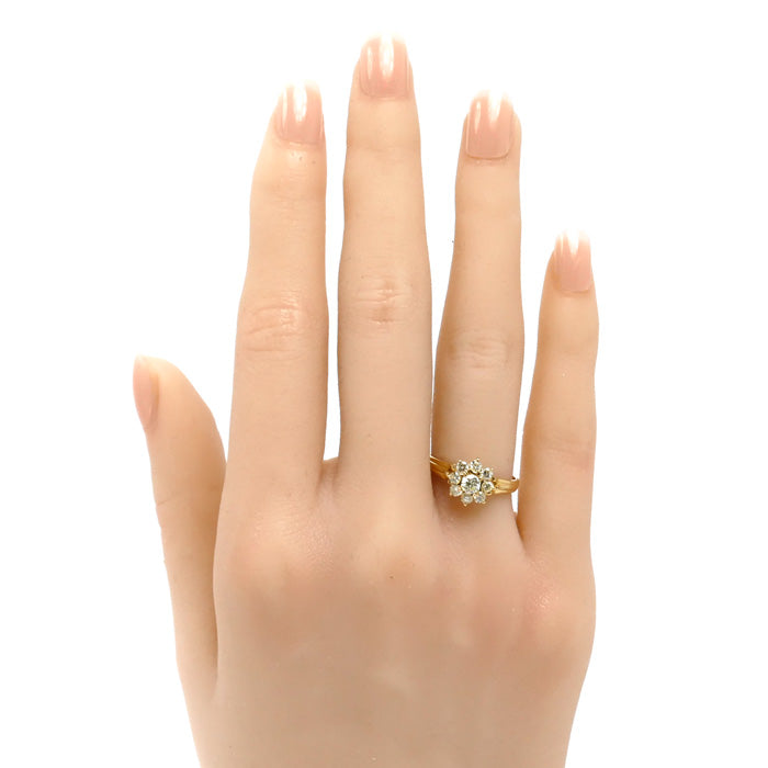 K18YG イエローゴールド リング・指輪 ダイヤモンド0.52ct 9号 2.4g レディース【中古】