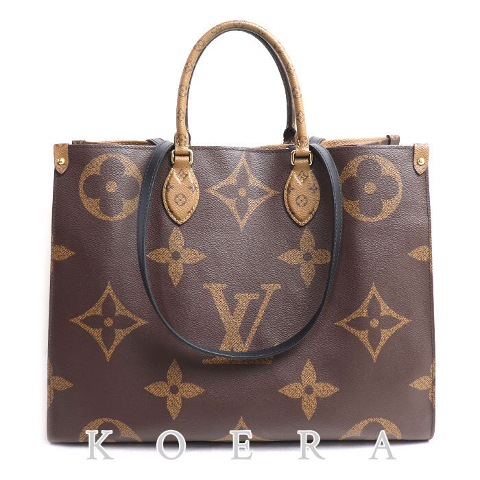 LOUIS VUITTON ルイ・ヴィトン オンザゴーGM トートバッグ モノグラム ジャイアント リバース ブラウン M45320 AR2240 ユニセックス【中古】【美品】