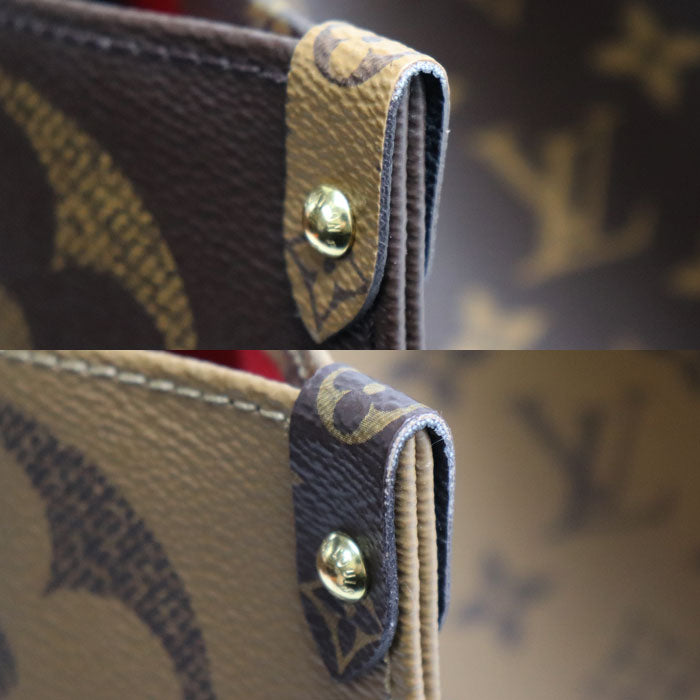 LOUIS VUITTON ルイ・ヴィトン オンザゴーGM トートバッグ モノグラム ジャイアント リバース ブラウン M45320 AR2240 ユニセックス【中古】【美品】