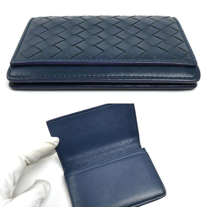 BOTTEGAVENETA ボッテガヴェネタ イントレチャート カードケース ネイビー 529121 メンズ【中古】
