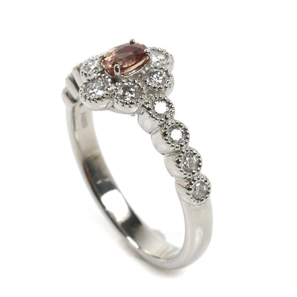 Pt900プラチナ パパラチアサファイア リング・指輪 サファイア0.224ct ダイヤモンド0.25ct 8号 4.2g レディース【中古】【美品】