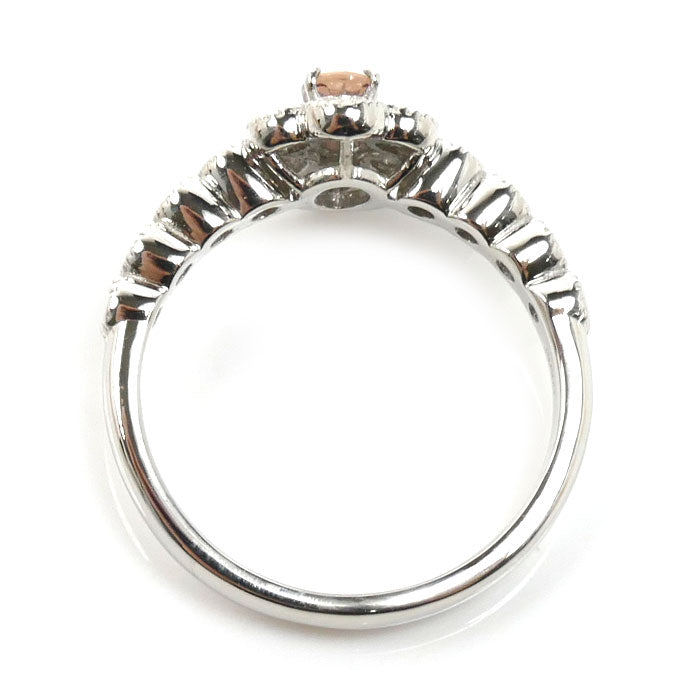 Pt900プラチナ パパラチアサファイア リング・指輪 サファイア0.224ct ダイヤモンド0.25ct 8号 4.2g レディース【中古】【美品】