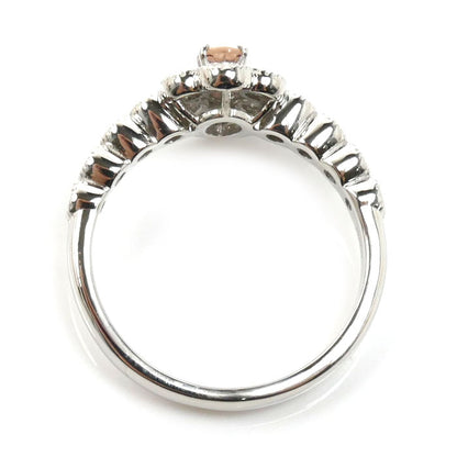Pt900プラチナ パパラチアサファイア リング・指輪 サファイア0.224ct ダイヤモンド0.25ct 8号 4.2g レディース【中古】【美品】