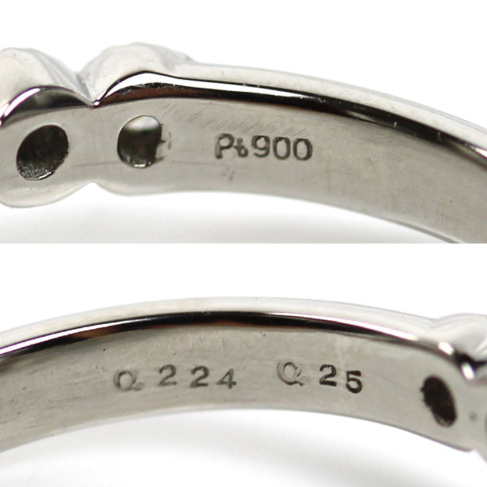 Pt900プラチナ パパラチアサファイア リング・指輪 サファイア0.224ct ダイヤモンド0.25ct 8号 4.2g レディース【中古】【美品】