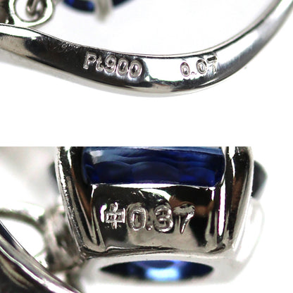Pt900プラチナ Pt850プラチナ ネックレス サファイア0.37ct ダイヤモンド0.07ct 3.5g ～45cm フリーチェーン レディース【中古】