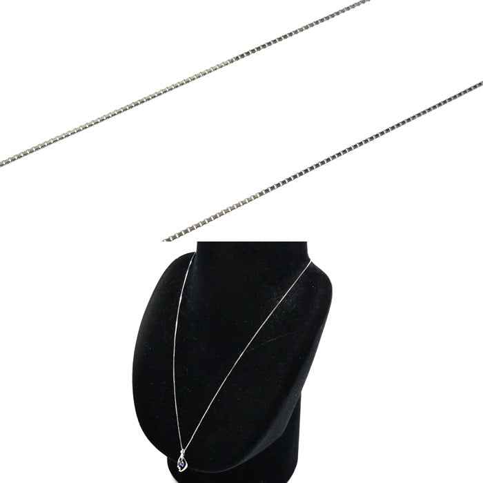 Pt900プラチナ Pt850プラチナ ネックレス サファイア0.37ct ダイヤモンド0.07ct 3.5g ～45cm フリーチェーン レディース【中古】