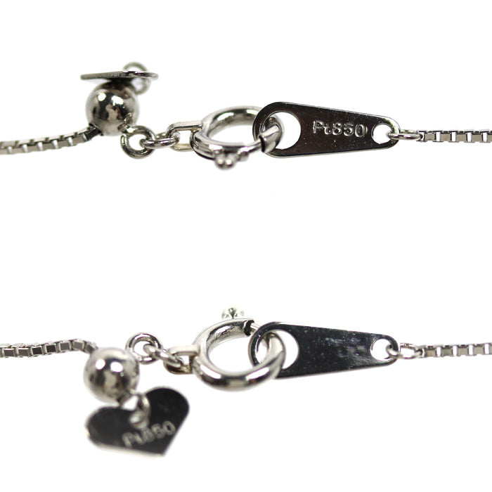 Pt900プラチナ Pt850プラチナ ネックレス サファイア0.37ct ダイヤモンド0.07ct 3.5g ～45cm フリーチェーン レディース【中古】