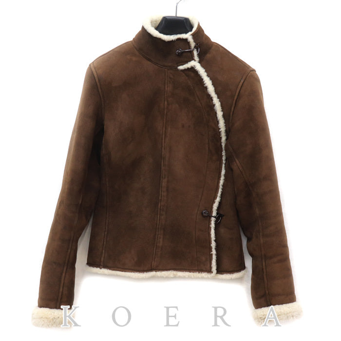 HERMES エルメス ムートンジャケット ブルゾン ブラウン 38 レディース【中古】