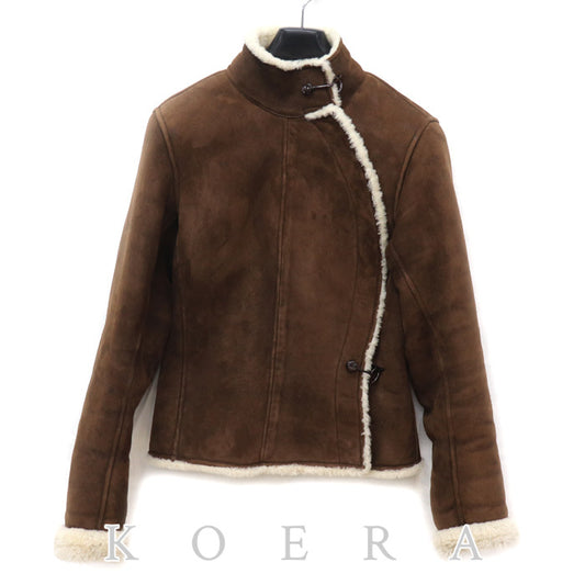 HERMES エルメス ムートンジャケット ブルゾン ブラウン 38 レディース【中古】