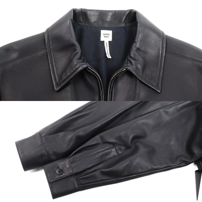 HERMES エルメス トレンチコート ブラック 38 ラムスキン レザーコート レディース【中古】