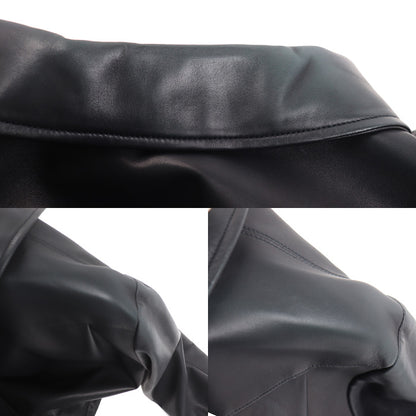 HERMES エルメス トレンチコート ブラック 38 ラムスキン レザーコート レディース【中古】