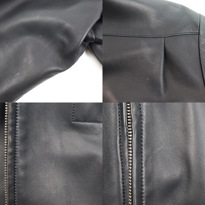 HERMES エルメス トレンチコート ブラック 38 ラムスキン レザーコート レディース【中古】