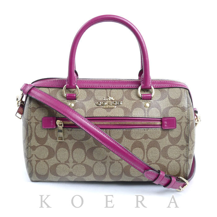 COACH コーチ ローワン サッチェル 2Wayショルダーバッグ カーキ/ボルドー 83607 レディース【中古】