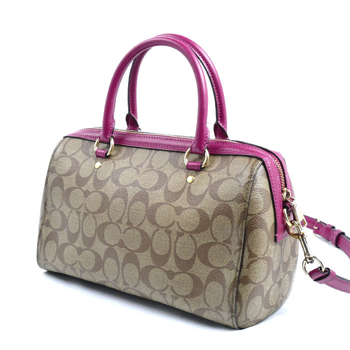 COACH コーチ ローワン サッチェル 2Wayショルダーバッグ カーキ/ボルドー 83607 レディース【中古】