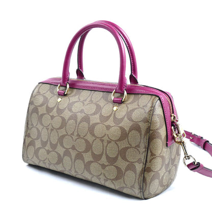 COACH コーチ ローワン サッチェル 2Wayショルダーバッグ カーキ/ボルドー 83607 レディース【中古】