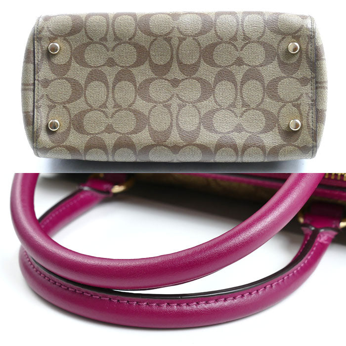 COACH コーチ ローワン サッチェル 2Wayショルダーバッグ カーキ/ボルドー 83607 レディース【中古】