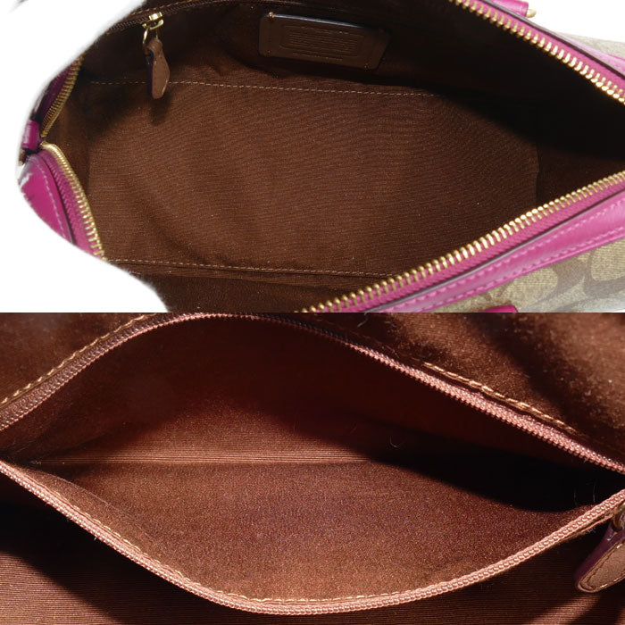 COACH コーチ ローワン サッチェル 2Wayショルダーバッグ カーキ/ボルドー 83607 レディース【中古】