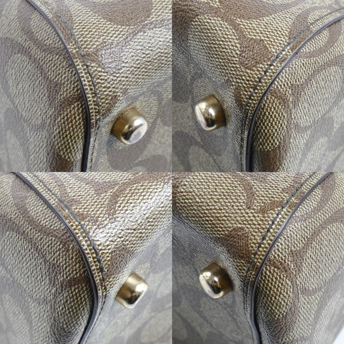 COACH コーチ ローワン サッチェル 2Wayショルダーバッグ カーキ/ボルドー 83607 レディース【中古】