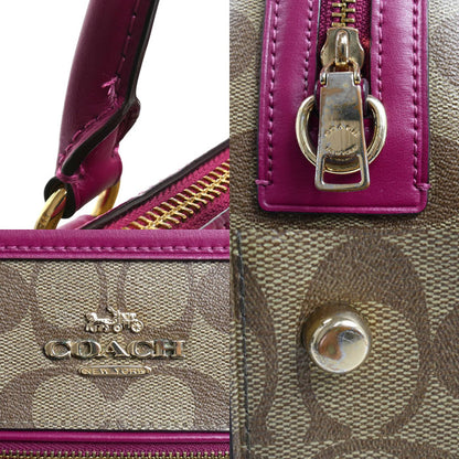 COACH コーチ ローワン サッチェル 2Wayショルダーバッグ カーキ/ボルドー 83607 レディース【中古】