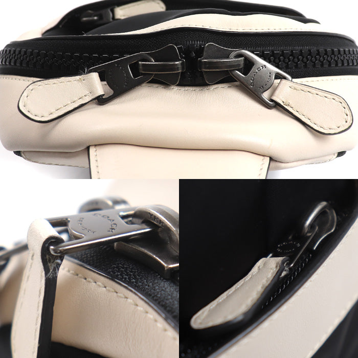 COACH コーチ チャールズ ボディバッグ オフホワイト/ブラック F59320 アウトレット【中古】