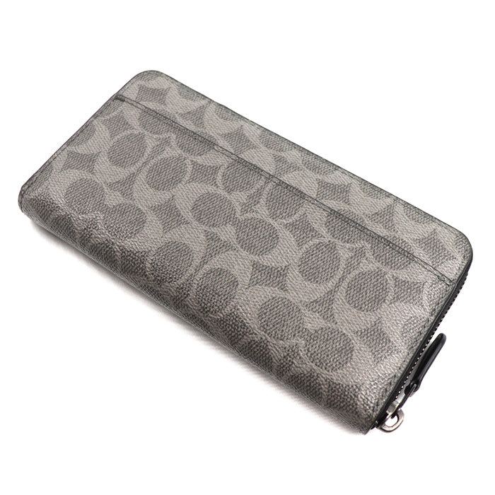 COACH コーチ アコーディオンウォレット シグネチャー キャンバス パッチ 長財布 ラウンドファスナー グレー CCG35 アウトレット ユニセックス【中古】【美品】