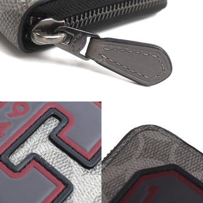 COACH コーチ アコーディオンウォレット シグネチャー キャンバス パッチ 長財布 ラウンドファスナー グレー CCG35 アウトレット ユニセックス【中古】【美品】