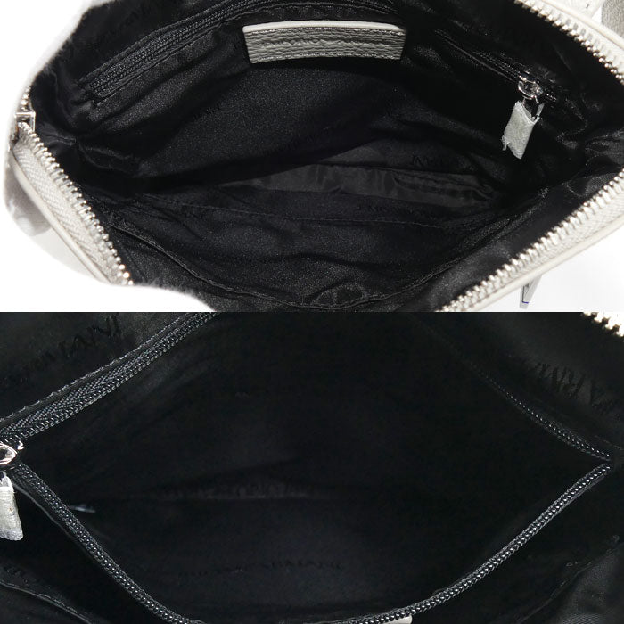 Emporio Armani エンポリオ・アルマーニ スモール フラット ショルダーバッグ グレー Y4M185 メンズ【中古】【美品】