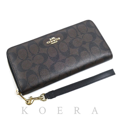 COACH コーチ ロング ジップ アラウンド ウォレット 長財布 ラウンドファスナー ブラウン C4452 IMAA8 レディース【中古】【美品】