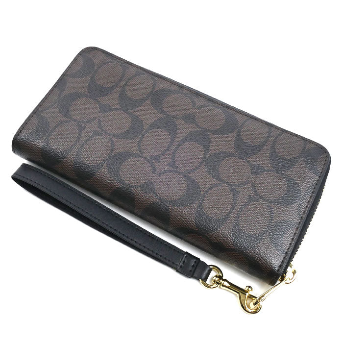COACH コーチ ロング ジップ アラウンド ウォレット 長財布 ラウンドファスナー ブラウン C4452 IMAA8 レディース【中古】【美品】