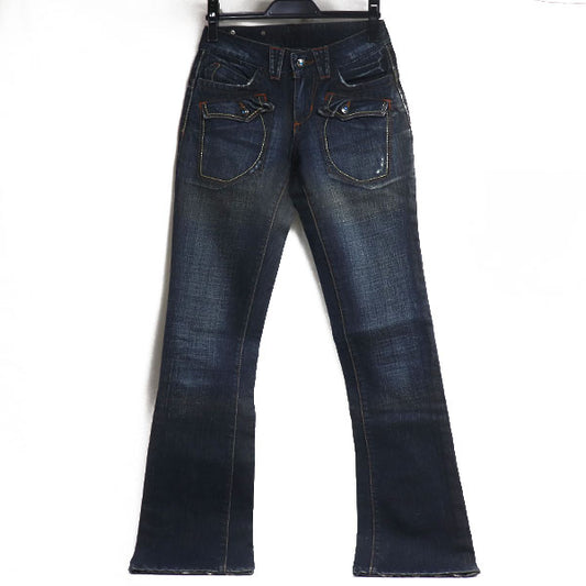 BONAVENTURE ボナベンチャー ローライズ ブーツカット デニムパンツ ブルー 11494 
24 ダメージ加工 レディース【中古】【美品】