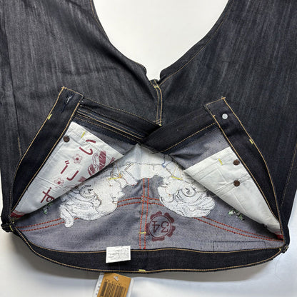 SUGOI すごい 相撲柄刺繍 SUGOI JEANS JAPAN TATOO デニムパンツ ネイビー 34 メンズ【中古】【極美品】