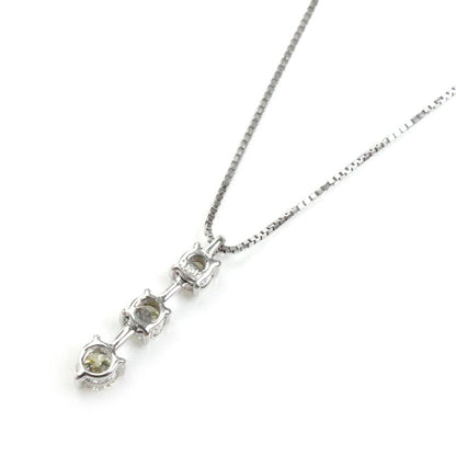 Pt900 Pt850 プラチナ ベネチアチェーン 3Pダイヤ ネックレス ダイヤモンド0.501ct 3.7g ～44.5cm フリーチェーン レディース【中古】