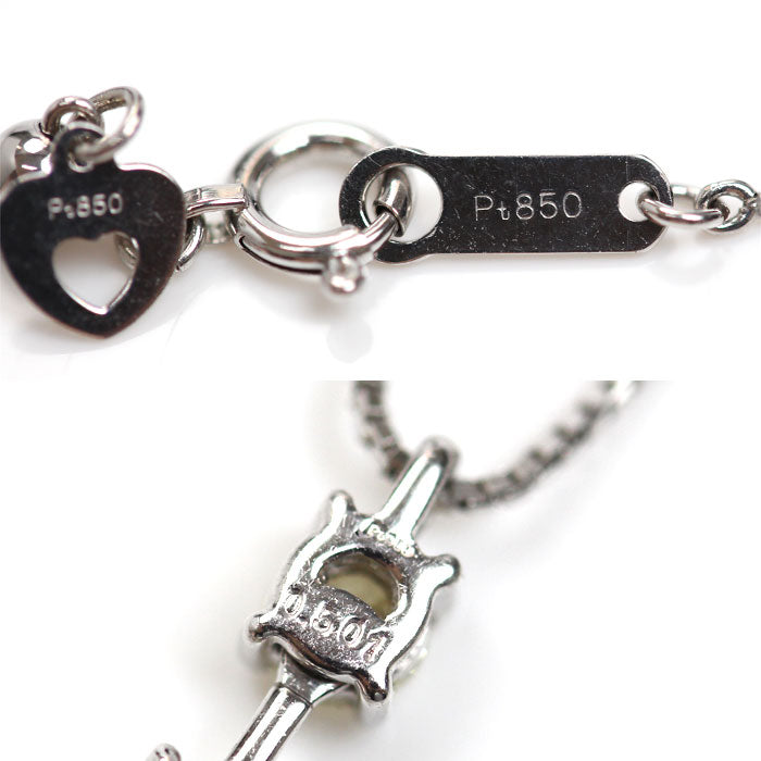 Pt900 Pt850 プラチナ ベネチアチェーン 3Pダイヤ ネックレス ダイヤモンド0.501ct 3.7g ～44.5cm フリーチェーン レディース【中古】