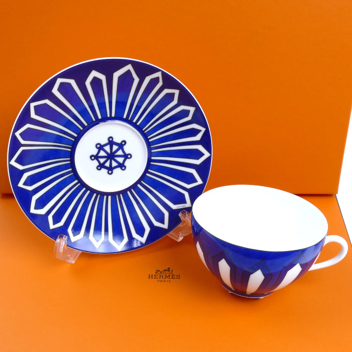 HERMES エルメス ブルーダイユール カップ&ソーサー 2客セット 食器【未使用】【買取品】