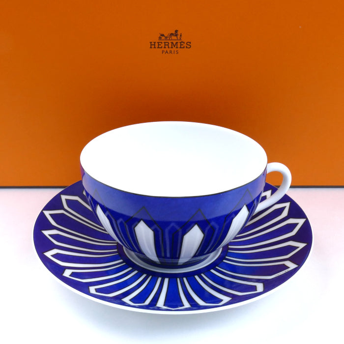 HERMES エルメス ブルーダイユール カップ&ソーサー 2客セット 食器【未使用】【買取品】