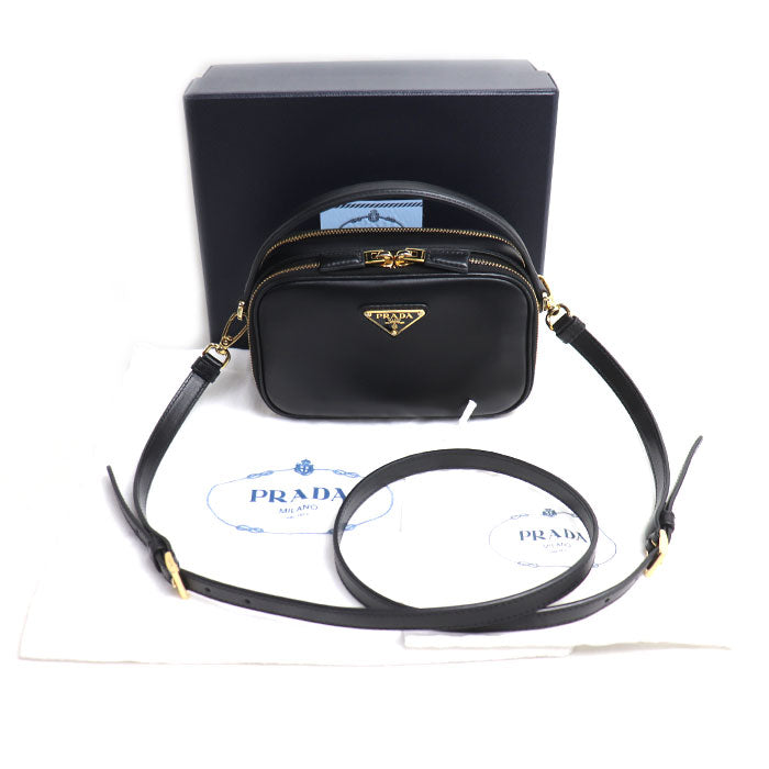PRADA プラダ オデット レザー ミニバッグ 2Wayショルダーバッグ ブラック 1BH203 ASK F0002 IC レディース【中古】