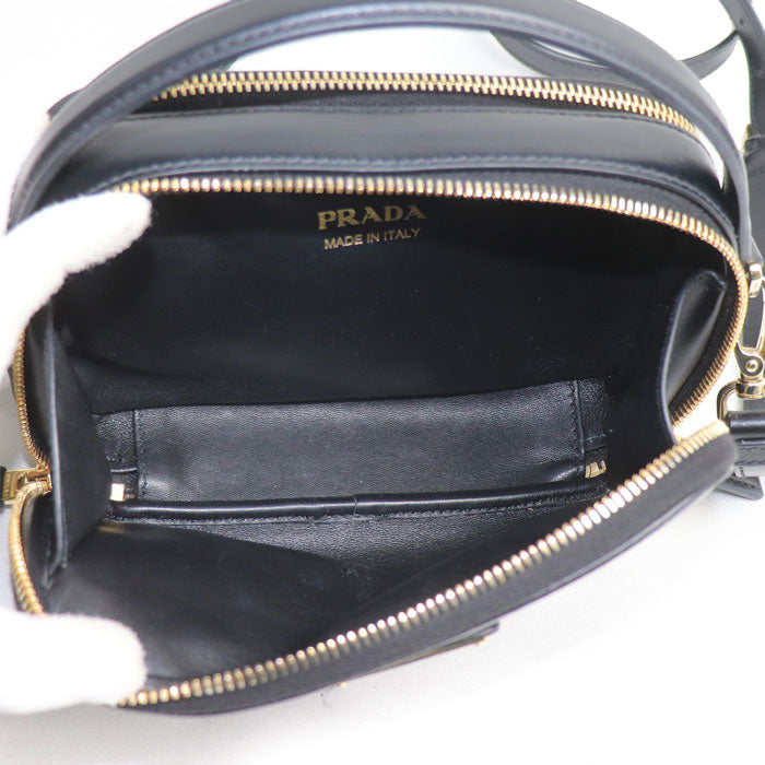 PRADA プラダ オデット レザー ミニバッグ 2Wayショルダーバッグ ブラック 1BH203 ASK F0002 IC レディース【中古】