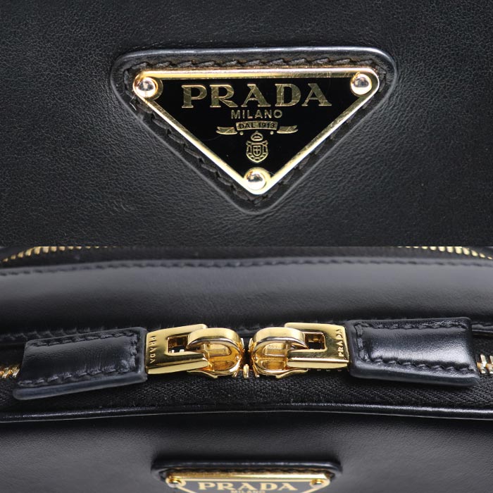 PRADA プラダ オデット レザー ミニバッグ 2Wayショルダーバッグ ブラック 1BH203 ASK F0002 IC レディース【中古】