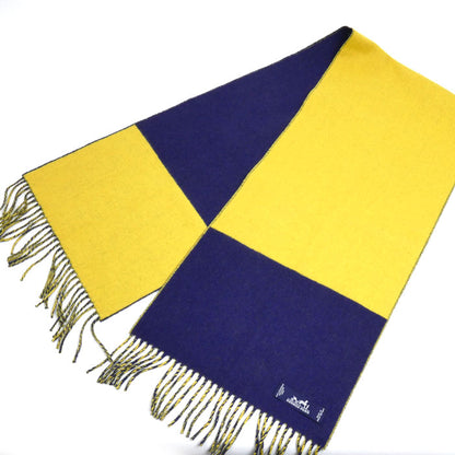 HERMES エルメス カシミヤ バイカラー マフラー ブルー イエロー メンズ【中古】【美品】