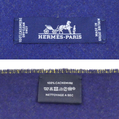 HERMES エルメス カシミヤ バイカラー マフラー ブルー イエロー メンズ【中古】【美品】
