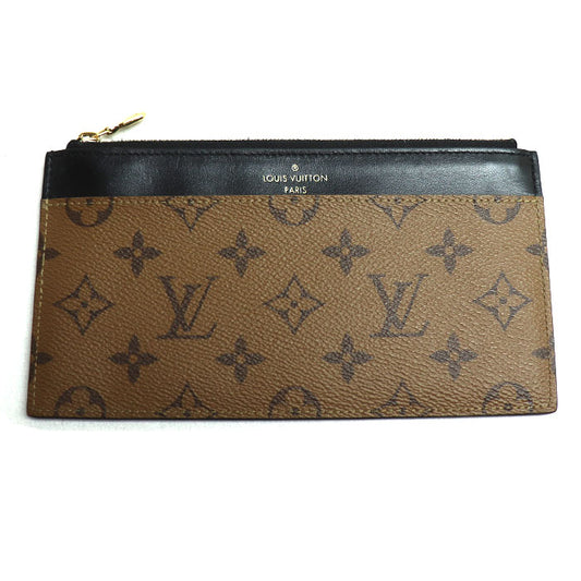 LOUIS VUITTON ルイ・ヴィトン スリム パース 長財布 モノグラム リバース ブラウン ブラック M80390 IC レディース【中古】