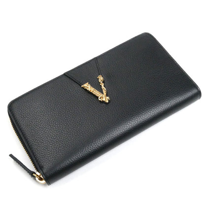 VERSACE ヴェルサーチ ヴィルトゥス  長財布 ラウンドファスナー ブラック 1006263 1A04093 1B00V レディース【中古】