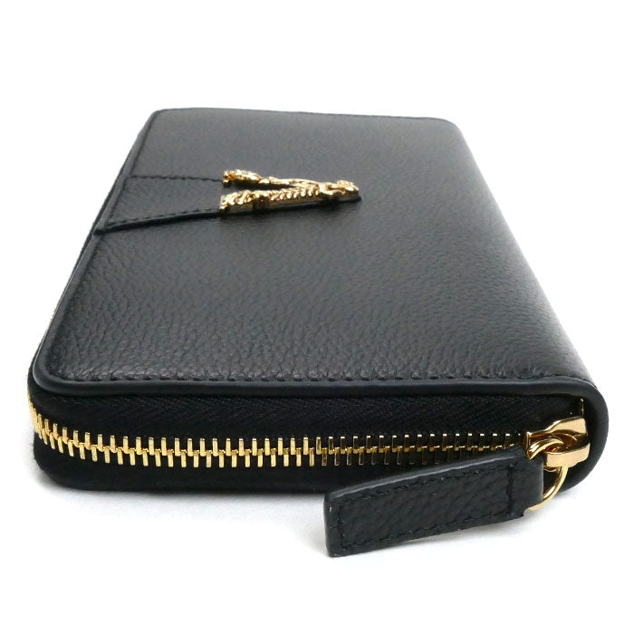 VERSACE ヴェルサーチ ヴィルトゥス  長財布 ラウンドファスナー ブラック 1006263 1A04093 1B00V レディース【中古】