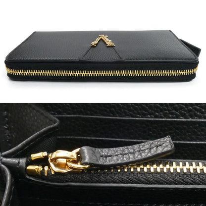 VERSACE ヴェルサーチ ヴィルトゥス  長財布 ラウンドファスナー ブラック 1006263 1A04093 1B00V レディース【中古】