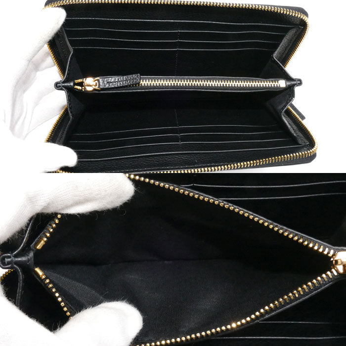 VERSACE ヴェルサーチ ヴィルトゥス  長財布 ラウンドファスナー ブラック 1006263 1A04093 1B00V レディース【中古】