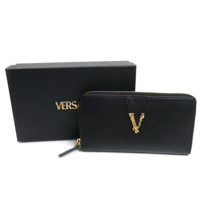 VERSACE ヴェルサーチ ヴィルトゥス  長財布 ラウンドファスナー ブラック 1006263 1A04093 1B00V レディース【中古】