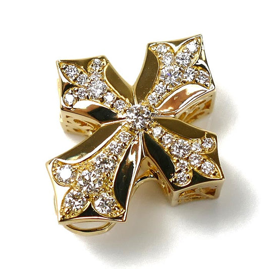 ゆきざき K18YG イエローゴールド ダブルトップ クロス ペンダントトップ W50121.12.6.5 ダイヤモンド0.56ct 5.7g ユニセックス【中古】【美品】