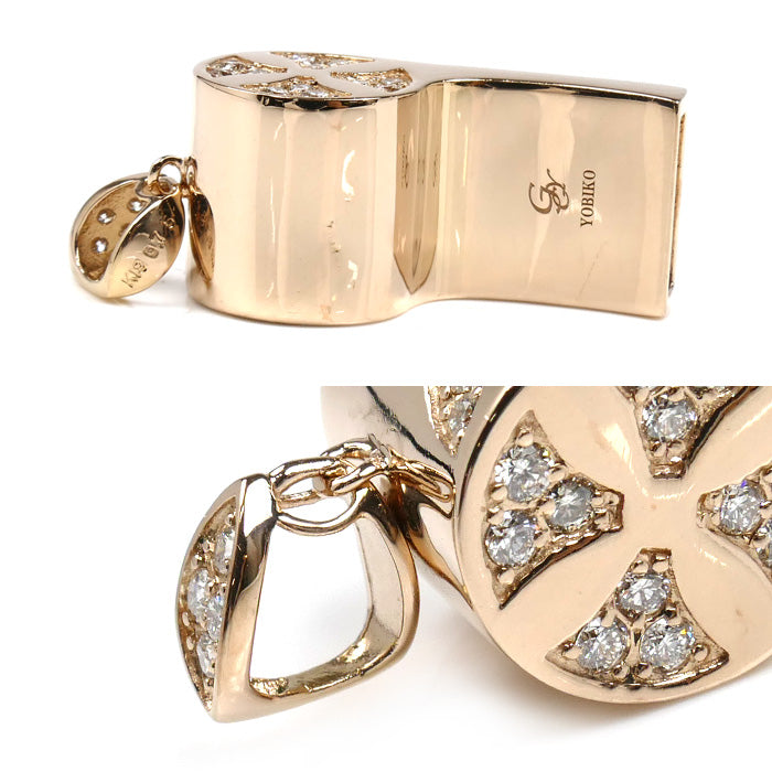 ゆきざき K18PG ピンクゴールド YOBIKO ヨビコ ホイッスル ペンダントトップ W31292.12.22.5 ダイヤモンド0.75ct 11.0g ユニセックス【中古】